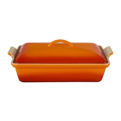 Le Creuset Stoneware Heritage Covered Rectangular Casserole, qt. (12" x 9"), Flame