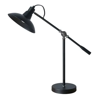 Contemporary Matt Black/Chrome Adjustable Stem Vintage Shade Desk Table Lamp - Complete with a 4