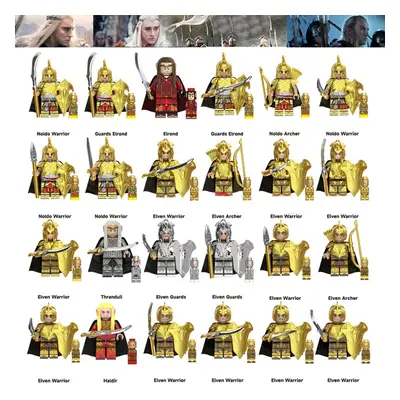 (24PCS-A+B+C) 24PCS Lord of the Rings Noldo Warrior Elven Guards Minifigures Kids Gift