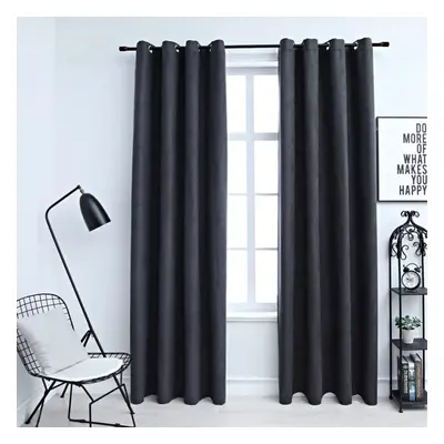 vidaXL 2x Blackout Curtains with Metal Rings Anthracite 140x245cm Drapery