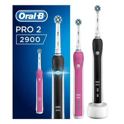 Oral-B Pro Electric Rechargeable Toothbrush Powered by Braun (Two Handle Pack, Black and Pink, S