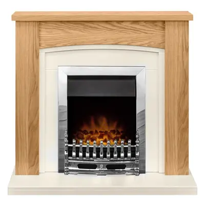 Adam Chilton Fireplace Suite in Oak with Blenheim Electric Fire in Chrome, Inch