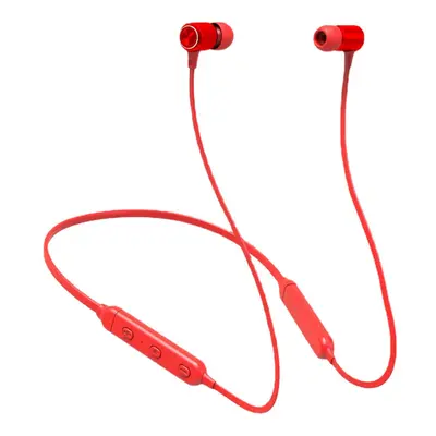 (Red) In-Ear Sports Headphones Bluetooth Wireless Noise Reduction Neckband Earphone with Mic