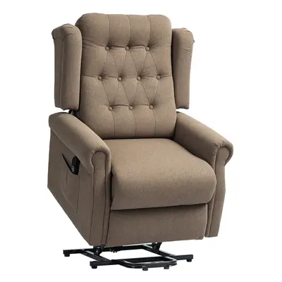 HOMCOM Power Lift Recliner Armchair with Wingback, Button Tufted, Brown