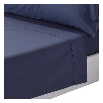 (Double, Navy) Egyptian Cotton Flat Sheet Thread Count Bed Sheet