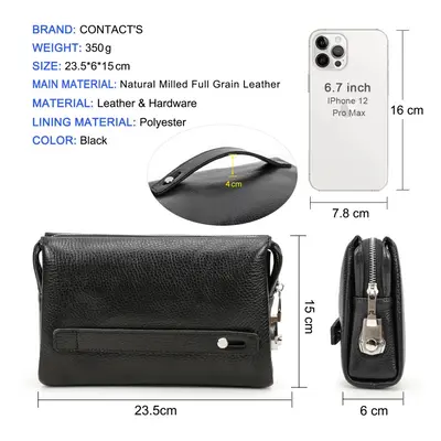 Contacts Men Leather Clutch Bag Wallet Organizer Business With Combination Lock