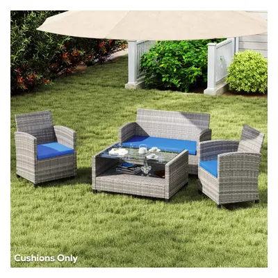 Outsunny 3PCs Rattan Garden Seat Cushions Pads for Patio Furniture Sky Blue