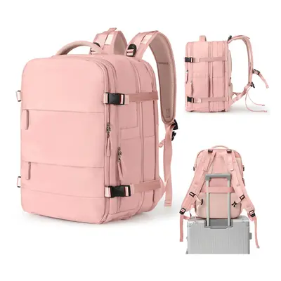 (Pink) Weekender Carry on Backpack,45L Expandable Travel Backpack Convertible Briefcase, Water R