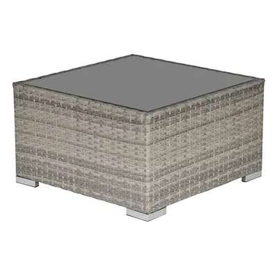 Outsunny Patio Wicker Coffee Table Suitable for Backyard, Grey