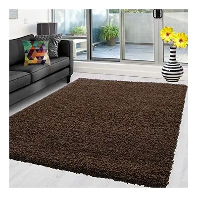 (Brown, x cm (5 ft in x ft in)) X Large Small Soft Shaggy Rugs Modern Non Slip Rug