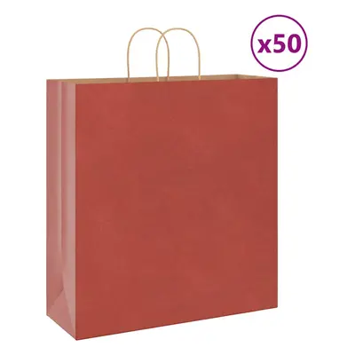 (red, x x cm) vidaXL Paper Bags pcs with Handles Brown 15x8x21 cm Grocery Paper Gift Bag