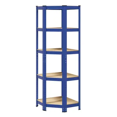 vidaXL 5-Layer Corner Shelf Blue Steel&Engineered Wood garage shelving