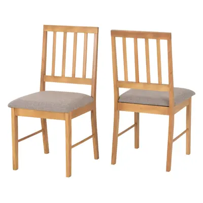 Austin Pair of Chairs in Oak Effect and Grey Fabric - Priced per Pair