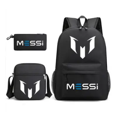 (2) 3pcs Football Messi Backpack 3D Printe Teens Shoulder Bags