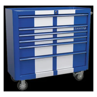 Rollcab Drawer Wide Retro Style - Blue with White Stripes