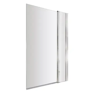 6mm Toughened Safety Glass Reversible Straight Shower Bath Screen with Fixed Panel - Chrome