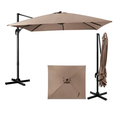 3m Garden Cantilever Parasol Positions Adjustable Square Overhanging Umbrella