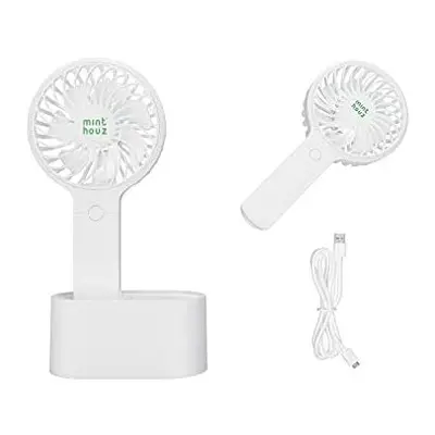 Minthouz Handheld Fan, Automatic Head Shaking Personal Fan with Rotating Base, Speed Adjustable 