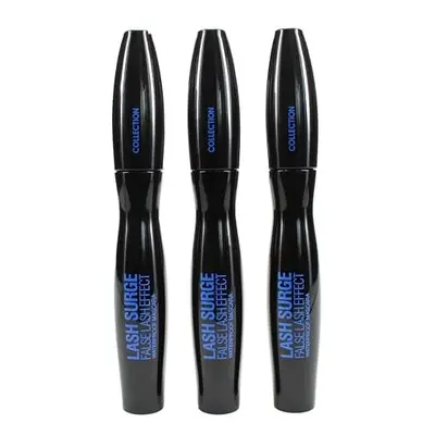 Cosmetics Lash Surge Mascara, False Lash effect, 8ml, Waterproof Black (Pack of 3), Trio Value B