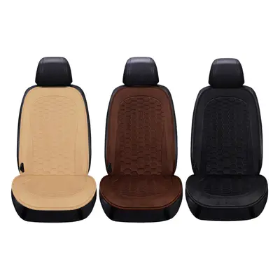 (Beige) 12V Car Electric Heated Front Seat Cover Pad Thermal Warmer Cushion Universal