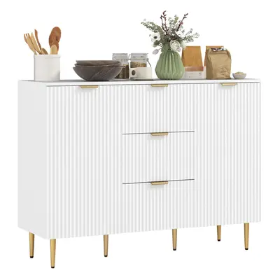 HOMCOM Sideboard Buffet Cabinet w/ Drawers and Adjustable Shelves, White