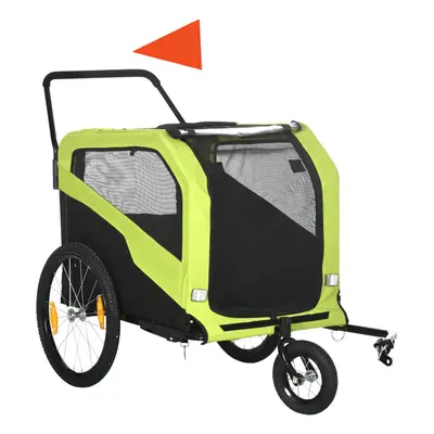 PawHut in Dog Bike Trailer Pet Stroller for Large Dogs W/ Hitch - Green