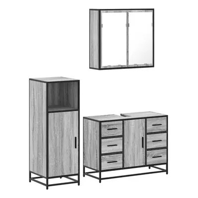 (grey sonoma) vidaXL Piece Bathroom Furniture Set Black Engineered Wood bathroom cabinet