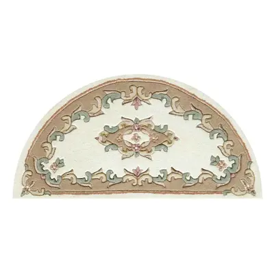 (CREAM BEIGE, Half Moon : 69x137cm) Traditional Pure Wool Rugs Hall Runner Round Circle Half Moo