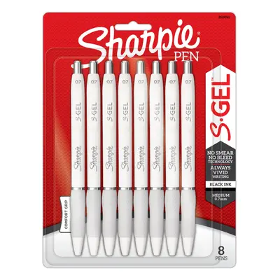 SHARPIE S-Gel Fashion Barrel Gel Pens Medium Point 0.7 mm White Barrels/Black Ink Pack Of Pens