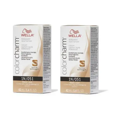 (1N - (2pks)) Wella 1N Black Color Charm Permanent Liquid Haircolor