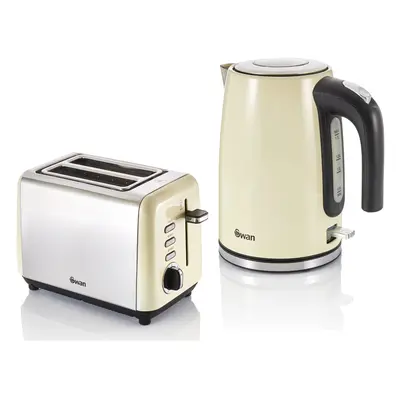 Swan Townhouse Cream 1.7L Jug Kettle & Slice Toaster Matching Set