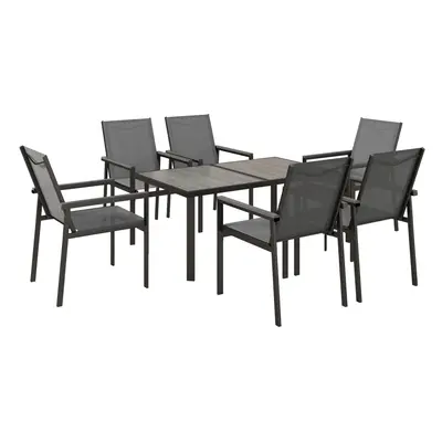 Outsunny Piece Garden Dining Set, Outdoor Table and Chairs, Grey