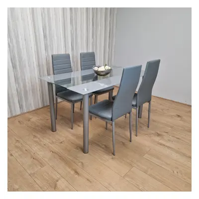 (Table with chairs) GLASS GREY DINING TABLE SET AND OR GREY CHAIRS