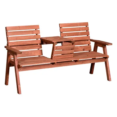 Outsunny Convertable 3-Seater Wood Bench Table Garden w/ Armrests Orange