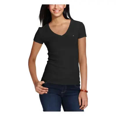 Tommy Hilfiger Short Sleeve Tops-Cotton Shirts for Women with V-Neckli