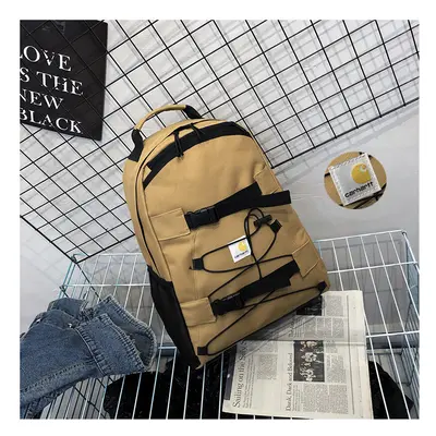 (Khaki) Carhartt Street Trend Backpack Male Women Casual Short Travel Backpacks