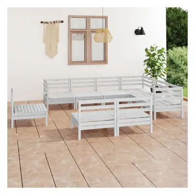 vidaXL Garden Lounge Set Outdoor Lounge Set Piece Solid Wood Pine White