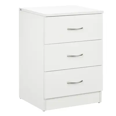 HOMCOM Modern Drawers Side Cabinet Wooden Bedside Table White