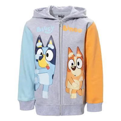 Bluey & Bingo Little Boys Fleece Zip-Up Raglan Hoodie Grey