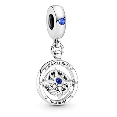 Pandora 790099C01 Sterling Silver Rotating Compass Charm with Crystals