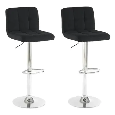 Neo Black Fabric Bar Stools with Chrome Legs Set of Two