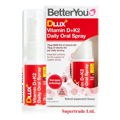 6 X BetterYou DLux+ Vitamin D + K2 Daily Oral Spray - 12ml