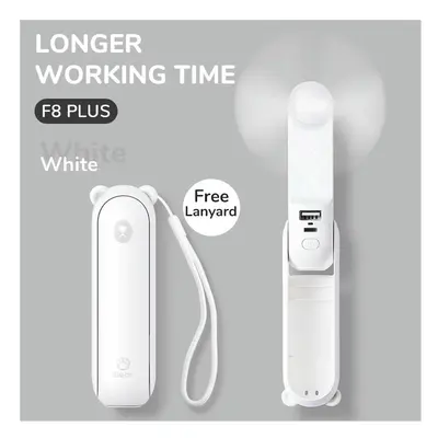 (4500mAh white F8X) JISULIFE Portable Fan Mini Handheld Fan USB 4500mAh Recharge Hand Held Small