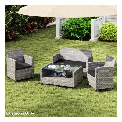 Outsunny 3PCs Rattan Garden Seat Cushions Pads for Patio Furniture Black