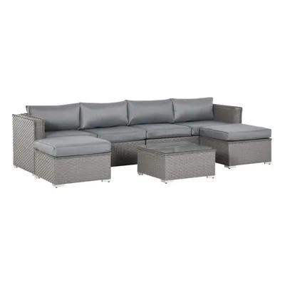 Outsunny 5PC PE Rattan Corner Sofa Set Outdoor Conservatory Furniture w/ Cushion