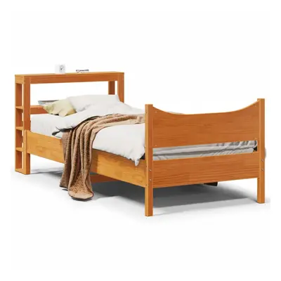 vidaXL Bed Frame with Headboard Wax Brown 90x190 cm Single Solid Wood Pine