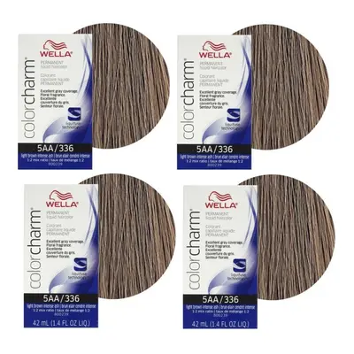 (5AA - pack of 4) Wella 7A Medium Smokey Ash Blonde Color Charm Permanent Haircolor & Developer 