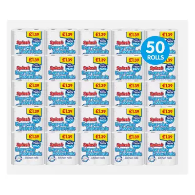 (50 Rolls (25 x Packs)) Splash Jumbo Kitchen Roll Pack 2Ply Paper Towel