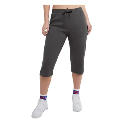 Champion Lightweight Lounge Cropped Pants Jersey Knit Capri for Women 18"" Granite Heather X-Lar