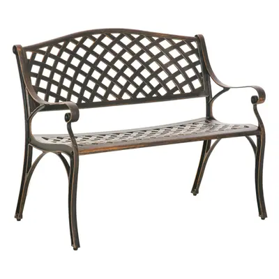 Outsunny Cast Aluminium Garden Bench Seater Antique Park Loveseat, Bronze